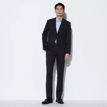 Брюки UNIQLO зауженные из эластичной шерсти, черный