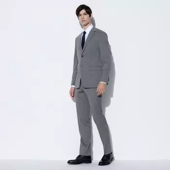 Брюки UNIQLO зауженные из эластичной шерсти, серый