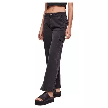 Брюки Urban Classics Straight Denim High Waist Cargo, черный