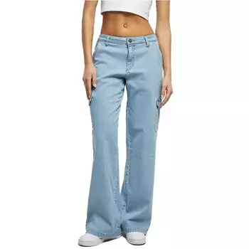 Брюки Urban Classics Straight Denim High Waist Cargo, синий