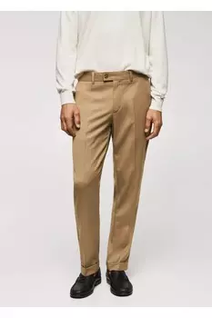 Брюки узкого кроя из переработанной ткани Mango, бежевый