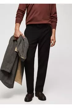 Брюки узкого кроя из переработанной ткани Mango, черный