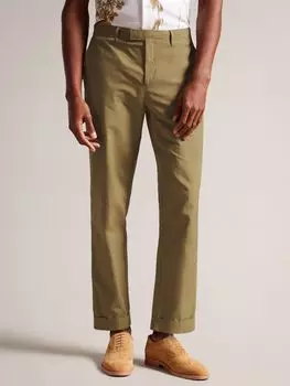 Брюки узкого кроя из смеси хлопка и льна Ted Baker Cleevet, цвет камня