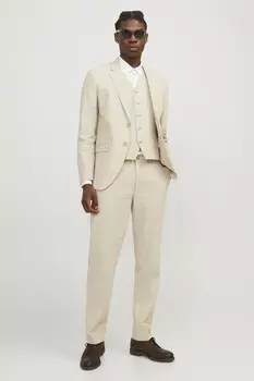 Брюки узкого кроя из смесового льна Jack & Jones, бежевый
