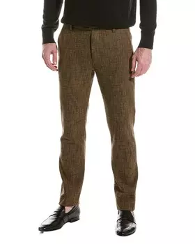 Брюки узкого кроя из смесовой шерсти John Varvatos, коричневый