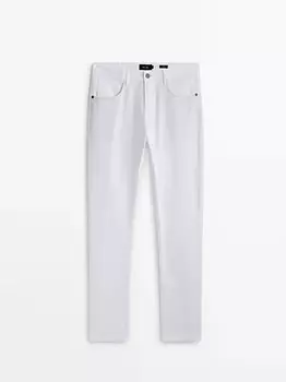 Брюки узкого кроя с фактурным эффектом денима Massimo Dutti, белый