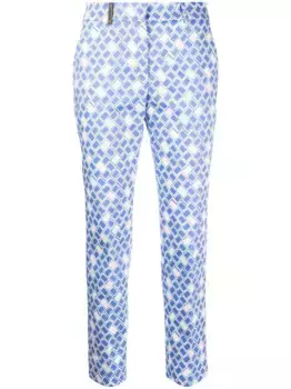 Брюки узкого кроя с геометричным принтом Peserico, синий
