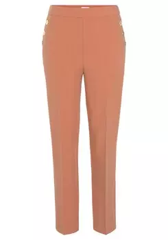 Брюки узкого кроя со складками Lascana, персик