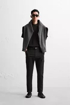 Брюки узлого кроя-карго ZARA, черный