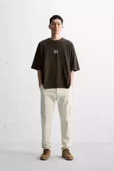 Брюки узлого кроя-карго ZARA, серый