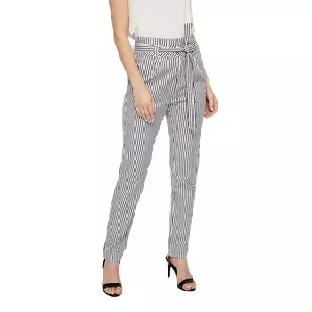 Брюки Vero Moda Eva Loose Striped Paperbag, белый