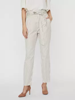 Брюки Vero Moda Gestreifte Business Stoffhose High Waist Paperbag Pants VMEVA, серебряный