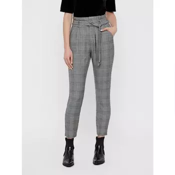 Брюки Vero Moda High Waist Paperbag Check, серый