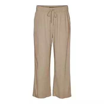 Брюки Vero Moda Line Cropped Linen Mix Mid Waist, зеленый