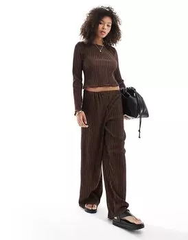 Брюки Vero Moda шоколадно-коричневого цвета со складками (часть комплекта)