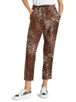 Брюки Veronica Beard оксана льняные с принтом, коричневый/бежевый