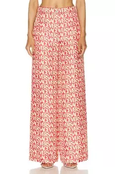 Брюки Versace All Over Logo, цвет Fuchsia & Ivory