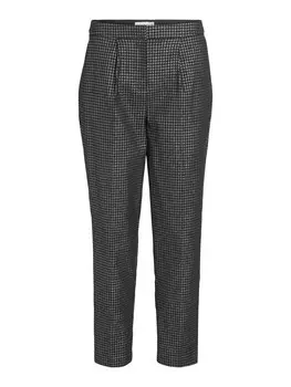 Брюки VILA Tapered Pleat-Front Pants SHINE, серый/черный