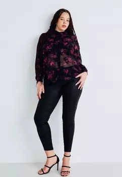 Брюки VMCFLASH SKINNY COATED PANTS Vero Moda Curve, черный