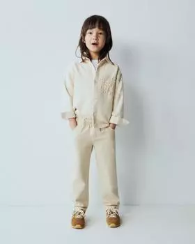Брюки в бумажном пакете ZARA, экрю