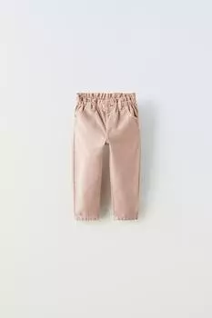 Брюки в бумажном пакете ZARA, пыльно-розовый
