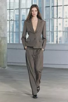 Брюки в клетку с лампами по бокам ZARA, цвет light sand