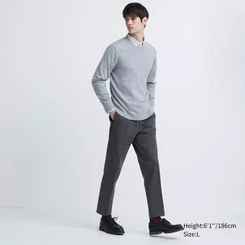 Брюки в клетку Smart Gun Club длиной до щиколотки Uniqlo, серый