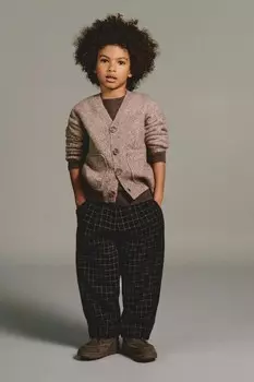Брюки в клетку ZARA, черный