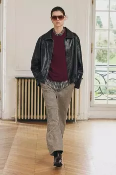 Брюки в клетку ZARA, песочно-коричневый