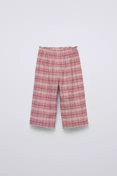 Брюки в клетку ZARA, розовый
