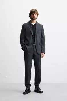 Брюки в костюм с узором гусиная лапка ZARA, синий