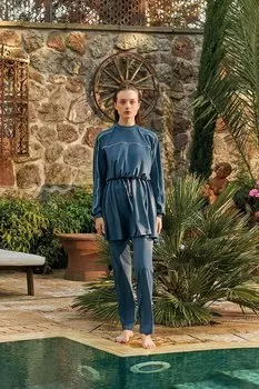 Брюки в купальнике в хиджабе с прямыми штанинами, темно-синие Manuka