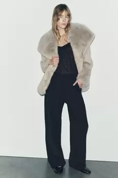 Брюки в пижамном стиле ZARA, черный