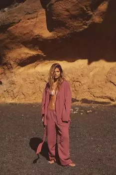 Брюки в пижамном стиле ZARA, цвет Dark pink