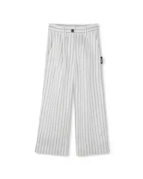 Брюки в полоску для девочек с петлями для ремня на талии DKNY, белый