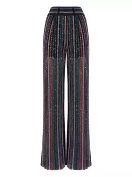 Брюки в полоску «елочка», украшенные пайетками Missoni, черный