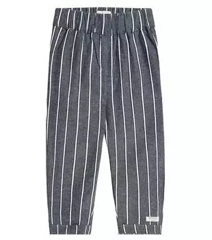 Брюки в полоску из хлопка и льна Baby Mink Donsje, синий