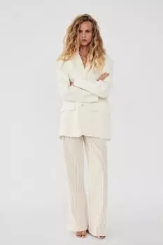 Брюки в полоску ZARA, экрю/бежевый