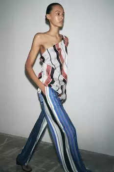 Брюки в полоску ZARA, цвет striped