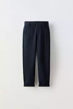 Брюки в ребрешку ZARA, темно-синий