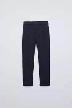 Брюки в ребрешку ZARA, темно-синий