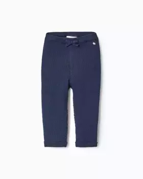 Брюки в рубчик для девочки с декоративным бантом Zippy, темно-синий