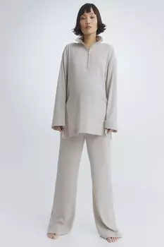 Брюки в рубчик mama до и после H&M, серый