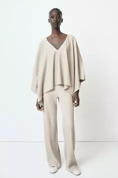 Брюки в рубчик ZARA, экрю