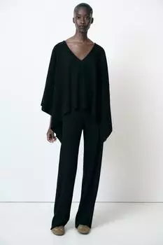 Брюки в рубчик ZARA, черный