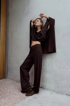 Брюки в рубчик ZARA, цвет Aubergine