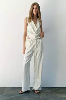 Брюки в рустике ZARA, полосатый