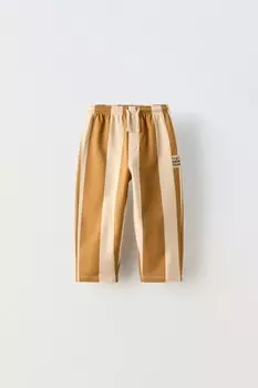 Брюки в широкую полоску ZARA, бежевый