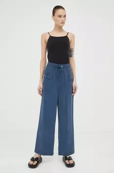 Брюки в стиле кулиски с широкими штанинами Mustang, темно-синий