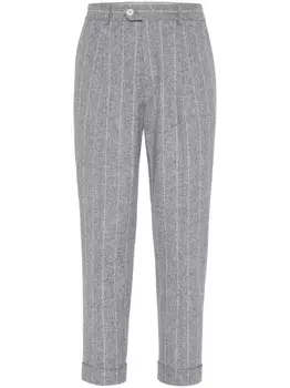 Брюки в тонкую полоску Brunello Cucinelli, серый